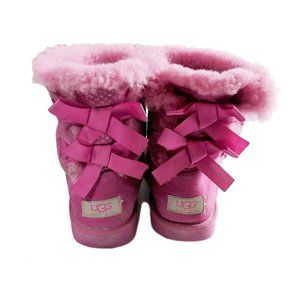 Ugg Boots Hot Pink Bailey Bow Suede  Girl's